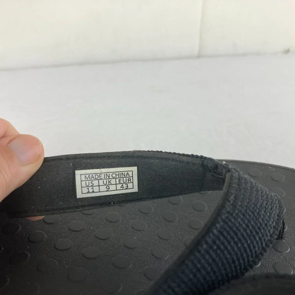 Mens Sz 11 Black Flip‎ Flop Sandals With Arch Support